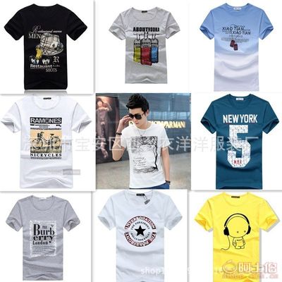 清倉熱賣！時尚韓版印花男式T恤L199，舒適棉質，地攤首選